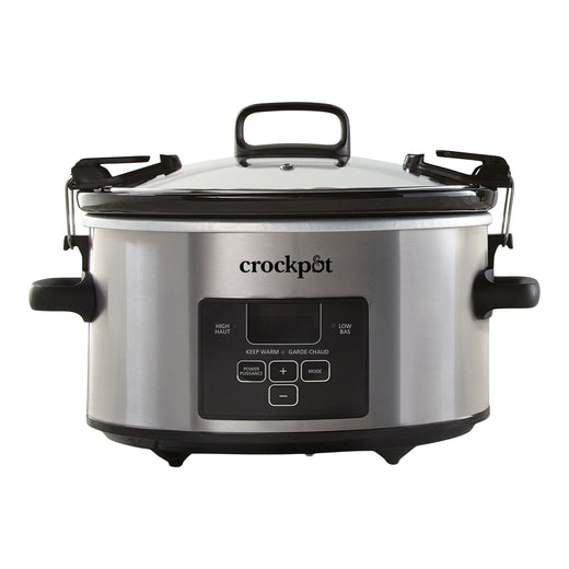 Crock-Pot Digital Programmable Slow Cooker with Locking Lid, Feeds 4 People & More, Stainless Steel, 4-qt