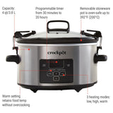 Crock-Pot Digital Programmable Slow Cooker with Locking Lid, Feeds 4 People & More, Stainless Steel, 4-qt image 2