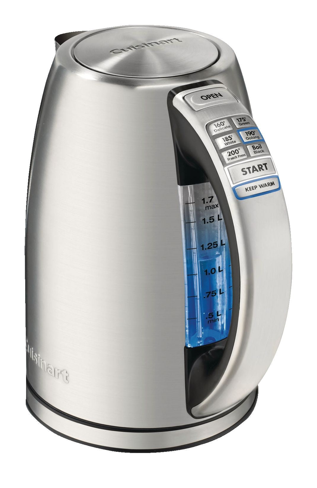 Cuisinart Cordless Electric Kettle with 7 Preset Temperatures, Stainless Steel, 1.7-L