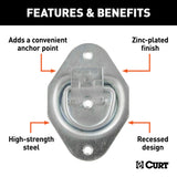 CURT 1-3/8-in x 1-7/8-in Recessed Tie-Down Ring (1200-lb, Clear Zinc) image 4