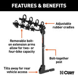 CURT 18030 2-Bike To 4-Bike Two Arm Hitch Mount Bike Rack, Fits 1-1/4, 2-in Receiver, Black image 5