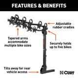 CURT 18065 Premium 5-Bike Two Arm Hitch Mount Bike Rack, Fits 2-in Receiver, Black image 5