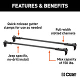 CURT 18122 Quick-Release Roof Rack Crossbars, Black Steel, Select Jeep Wrangler JK image 6
