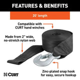 CURT 29451 2-in x 20-ft Nylon Winch Strap with Hook, 3,300-lbs image 4