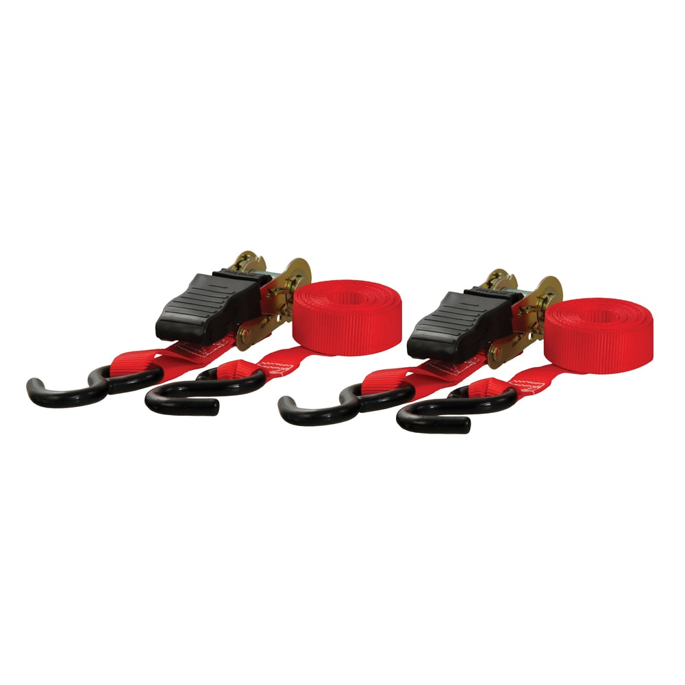 CURT 83001 10-ft Red Cargo Straps with S-Hooks (500-lb, 2-pk)