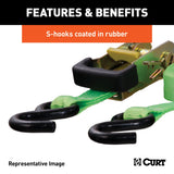 CURT 83002 16-ft Red Cargo Straps with S-Hooks (500-lb, 4-pk) image 4