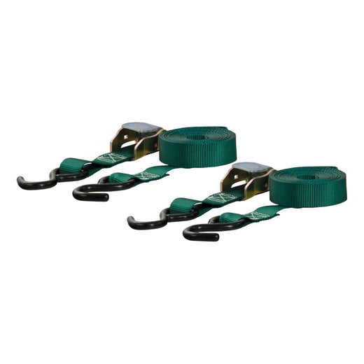 CURT 83015 Cargo Straps with S-Hooks, Dark Green, 300-lb, 15-ft, 2-pk