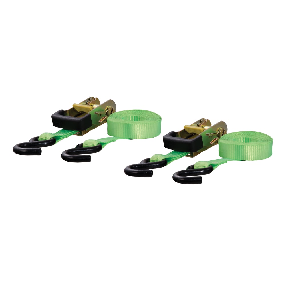 CURT 83028 16-ft Lime Green Cargo Straps with S-Hooks (1,100-lb, 2-pk)