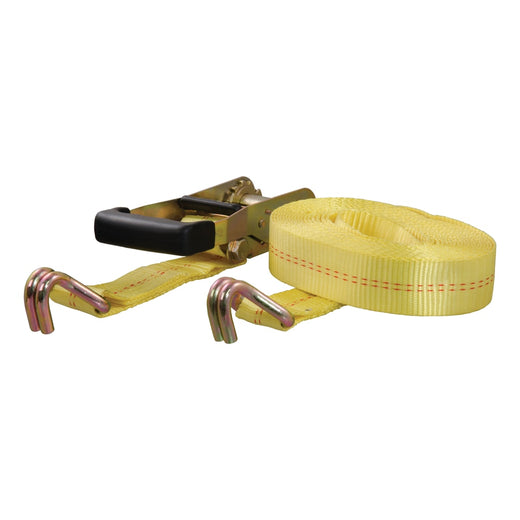 CURT 83047 Cargo Strap with J-Hooks, Yellow, 3,333-lb, 27-ft