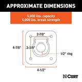 CURT 83600 1-1/2-in x 1-1/2-in Recessed Tie-Down Ring (5000-lb, Clear Zinc) image 2