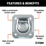 CURT 83600 1-1/2-in x 1-1/2-in Recessed Tie-Down Ring (5000-lb, Clear Zinc) image 3
