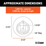 CURT 83710 1-1/8-in x 1-5/8-in Recessed Tie-Down Ring (1000-lb, Clear Zinc) image 3