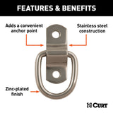 CURT 83732 1 x 1-1/4-in Surface-Mounted Tie-Down D-Ring (1,200 lbs) image 3