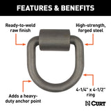 CURT 83750 3 x 3-in Weld-On Tie-Down D-Ring (6,100 lbs, Raw Steel) image 2
