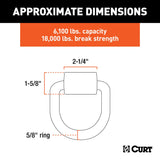 CURT 83750 3 x 3-in Weld-On Tie-Down D-Ring (6,100 lbs, Raw Steel) image 3
