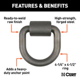 CURT 83760 3 x 3-in Weld-On Tie-Down D-Ring (8,833 lbs, Raw Steel) image 2