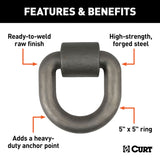 CURT 83770 3 x 3-in Weld-On Tie-Down D-Ring (15,587 lbs, Raw Steel) image 3