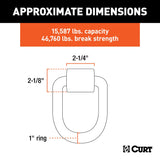 CURT 83780 3 x 4-in Weld-On Tie-Down D-Ring (15,587 lbs, Raw Steel) image 3