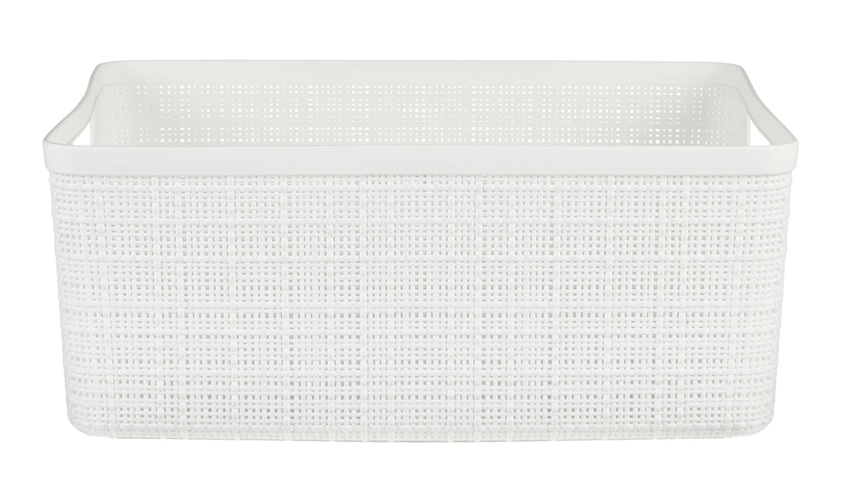 Curver Medium Jute Weave Nesting Storage Basket, White