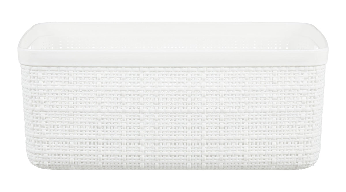 Curver Small Jute Weave Nesting Storage Basket, White