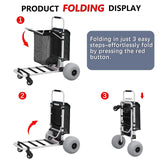 Foldable Beach Cart with Adjustable Handle and 12" Balloon Wheels, Heavy Duty Aluminum 220LBS Capacity image 2