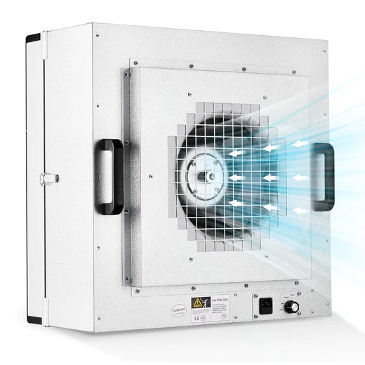 Laminar Flow Hood, H-14 HEPA Filter with Safety Locks, Class 100/ ISO Class 5 Cleanliness, Fan Filter Unit 22.6x22.6in Flow Hood Mycology/Clean Room/Laboratory 110V