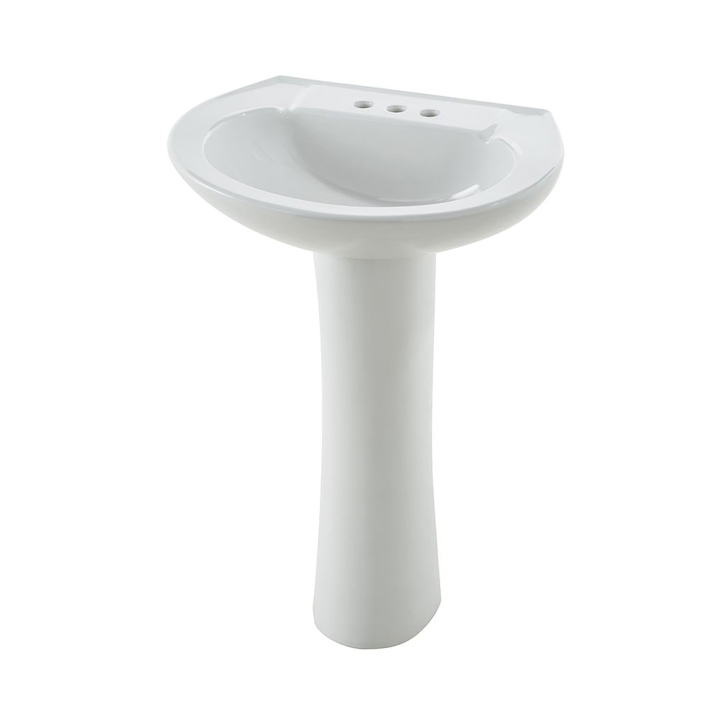 Danze Pedestal Sink with Leg, White, 22.64 x 18 x 33.66-in