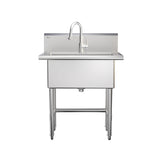 Danze Single Deep Bowl Stainless Steel Utility Sink with Pull-Down Faucet & Strainer, 30-in