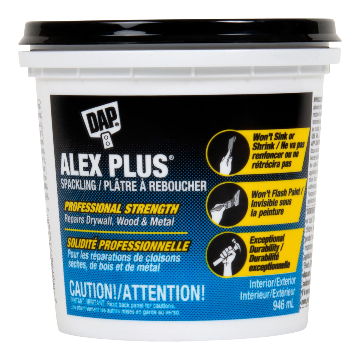 DAP Alex Plus Professional Strength Spackling Tub, 946-ml