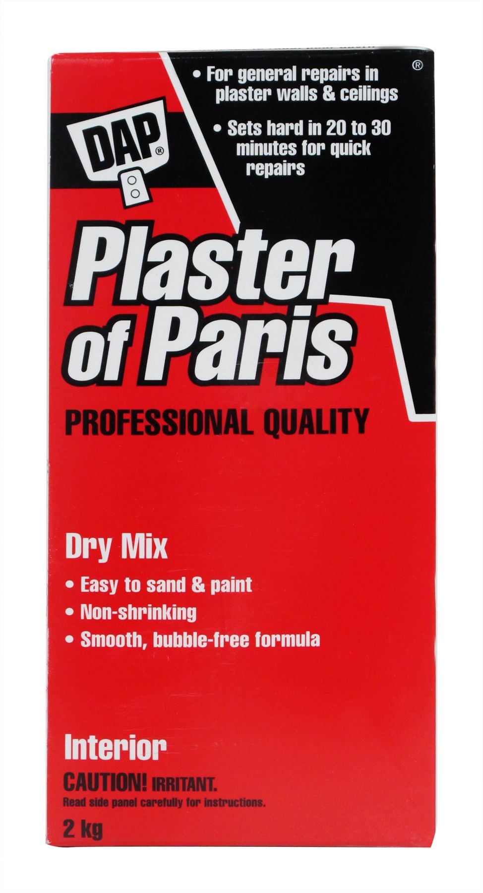 DAP Plaster Of Paris Professional Dry Mix Plaster For Indoor Wall & Ceiling Repairs, 1.8-kg
