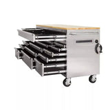 72 in 18-Drawer 24 in. D Mobile Workbench with Solid Wood Top Stainless Steel image 4