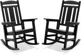 Rocking Chair Outdoor, Weather Resistant Poly Plastic Rocker Chairs, 350lb Heavy Duty, Oversized Porch for Adult, High Back Smooth Chairs Outdoor & Indoor, Black 1Chair image 3
