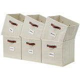 Decomomo Collapsible Storage Cube with Label, 11-in, 6-pk, Beige