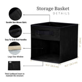 Decomomo Collapsible Transparent Front Cube, 11-in, 6-pk, Black image 6