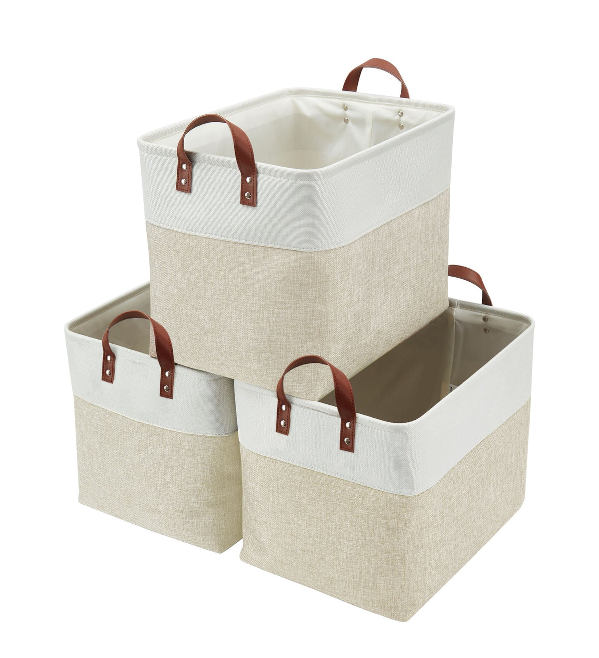 Decomomo Jumbo Foldable Storage Basket, 42-L, 3-pk, Beige