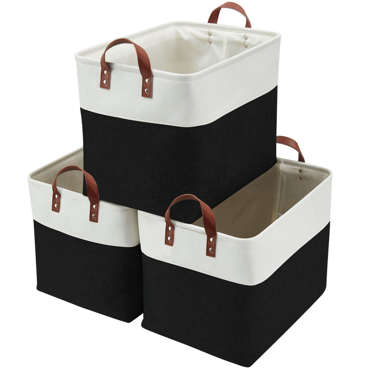 Decomomo Jumbo Foldable Storage Basket, 42-L, 3-pk, Black