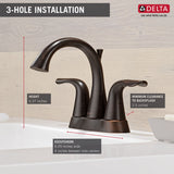 Delta Faucet Lahara Double Handle Rigid Spout 4-in Centerset Bathroom Sink Faucet, WaterSense Certified, Venetian Bronze image 2