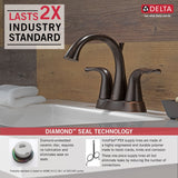 Delta Faucet Lahara Double Handle Rigid Spout 4-in Centerset Bathroom Sink Faucet, WaterSense Certified, Venetian Bronze image 3