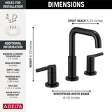 Delta Two Handle Widespread Bathroom Faucet, Matte Black image 2