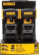 DEWALT 3,300-lb Ratchet Tie Down Strap, Weatherproof, 1.5-in x 16-ft (3.8 cm x 4.8 m), 2-pk image 2