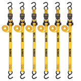 Dewalt DXBC15006X 1,500-lb Ratchet Tie-Down, with Storage Bag, 1-in x 10-ft, 6-pk, Yellow