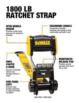 DEWALT DXBC18004 1,800-lb Ratchet Tie-Down Straps, 1.25-in x 12-ft, 4-pk image 4