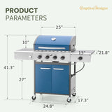 Burner Propane Gas BBQ Grill with Side Burner & Porcelain-Enameled Cast Iron Grates, 42,000 BTU Output Stainless Steel Grill for Outdoor Cooking Kitchen and Patio Backyard Barbecue-Captiva image 3