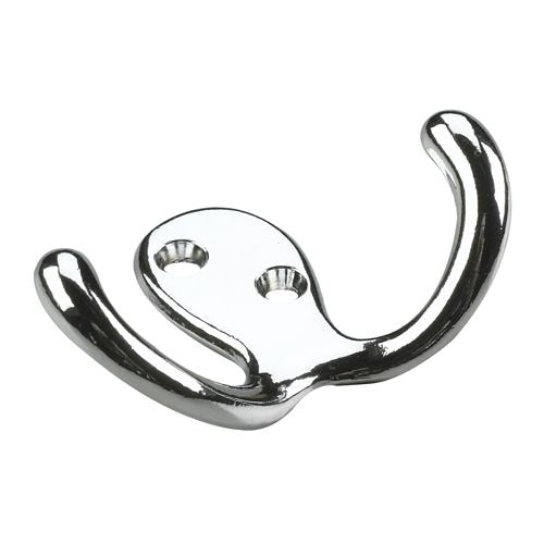 Double Wardrobe Hook, Chrome, 4pk