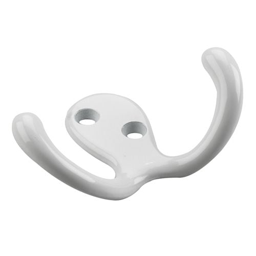 Double Wardrobe Hook, White, 4pk