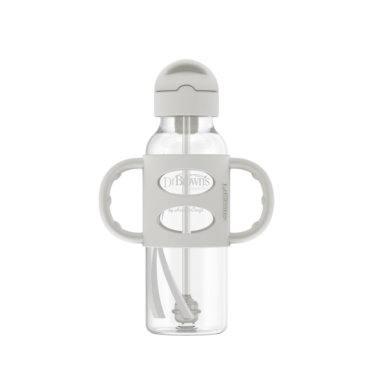 Dr. Brown's Milestones Narrow Sippy Straw Bottle with Handles, 8-oz
