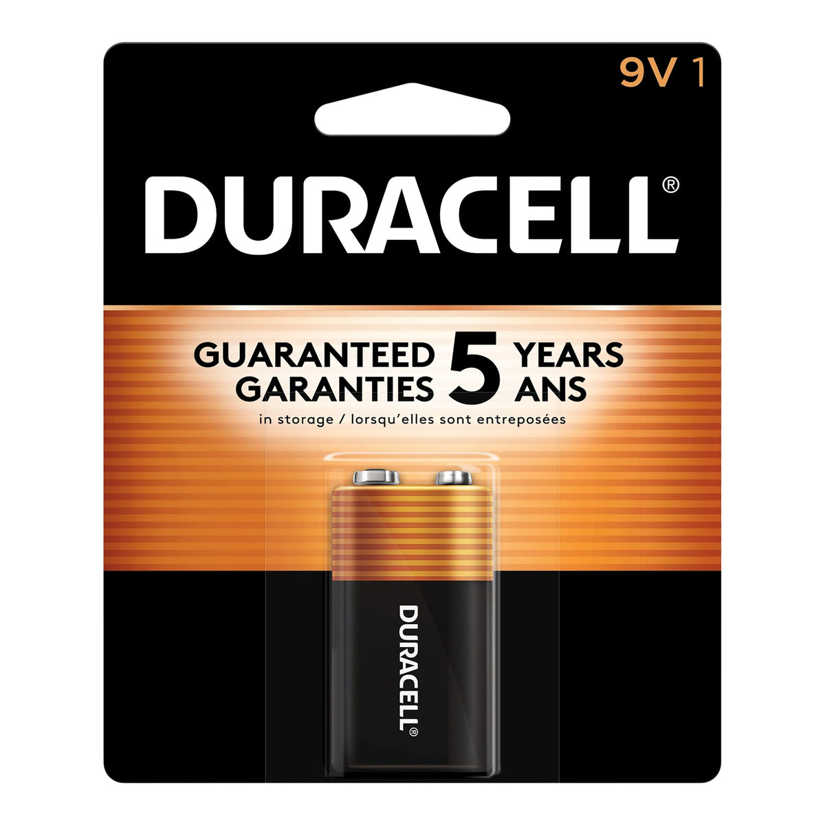 Duracell Coppertop 9V Alkaline Battery, All Purpose, 1-pk