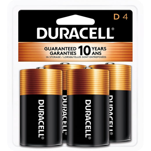 Duracell Coppertop D Alkaline Batteries, All Purpose, 4-pk