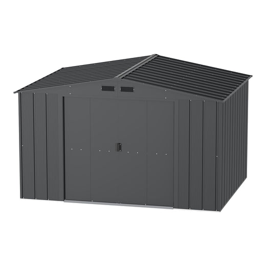 Duramax Metal Outdoor Storage Shed with Steel Frame, Dark Grey, 10-1/2-ft x 8-ft