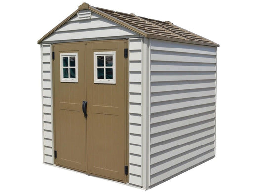Duramax StoreMax Vinyl Garden Shed, Brown, 7-ft x 7-ft